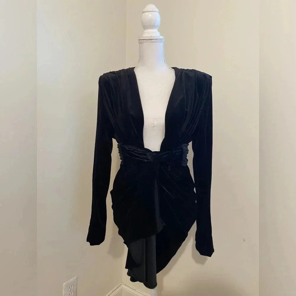 House of CB Pascale Black Deep Plunge Dress Size XS - Picture 8 of 12